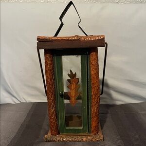 Woodland Lantern with Green and Brown Finish